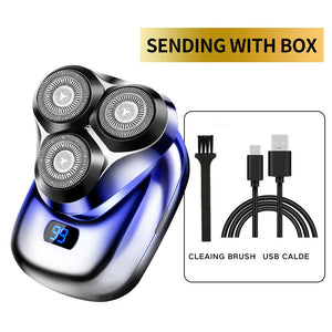 TS-099 Blue Rechargeable Electric Rotary Shaver for Men | LED Display | USB Charging | Compact & Portable Design