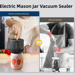 Portable Vacuum Sealer for Mason Jars, Regular Model KZ-80 (60 Sec Stop or Manual Stop) | Black Electric Food Preservation Machine with LED Display