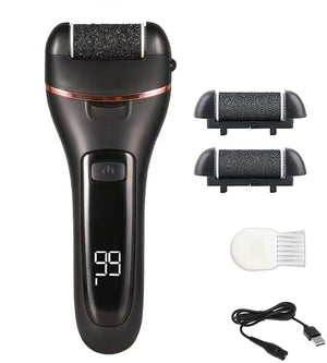 Black Rechargeable Electric Foot File Callus Remover | LED Display | USB Charging