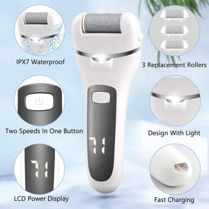 Blue Rechargeable Electric Foot File Callus Remover | LED Display | USB Charging