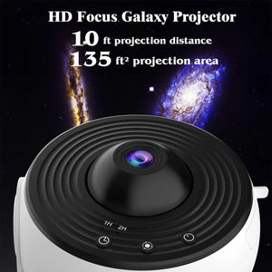 Starry Galaxy Projector Lamp | White | High-Definition Focusable | 13 Film Slides | Creative Bedroom Mood Light