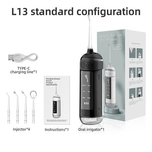 L13 Black Portable Electric Water Flosser | Handheld Teeth Cleaner | USB Rechargeable | Deep Oral Irrigator