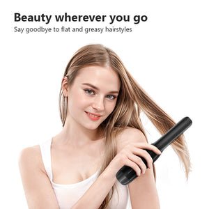Black Wireless USB Curling & Flat Iron | 2-in-1 | Portable Hair Straightener & Curler | Rechargeable