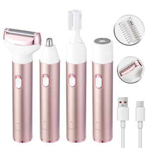 4-in-1 Women's Electric Hair Removal Trimmer | Multifunctional Grooming Kit | Underarms, Bikini, Nose & Eyebrows | USB Rechargeable