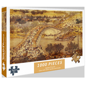 (2 PCS) 1000-Piece Qingming Shanghe Tu Jigsaw Puzzle | High Difficulty | Stress-Relief Toy
