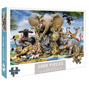 (2 PCS) 1000-Piece Animal World Jigsaw Puzzle | High Difficulty | Stress-Relief Toy
