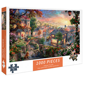 (2 PCS) 1000-Piece Quiet Town Jigsaw Puzzle | High Difficulty | Stress-Relief Toy
