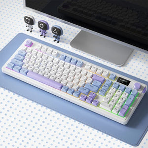 Blue+Purple L98 High-Performance Triple Mode Keyboard | Wired, Wireless & Bluetooth | RGB Gaming & Office Quiet Keyboard