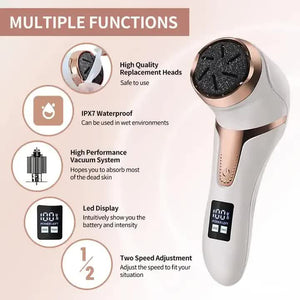 Black Electric Foot Callus Remover | Rechargeable Waterproof Pedicure Tool | Automatic Dead Skin Removal
