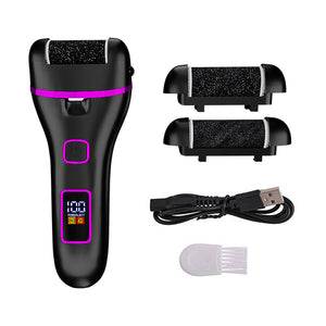 017 Black Electric Foot Callus Remover | Rechargeable Waterproof Pedicure Tool | Automatic Dead Skin Removal