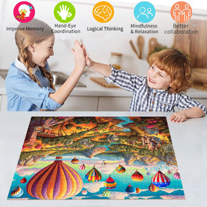 1000-Piece Hot Air Balloon Adventure Jigsaw Puzzle for Adults | Complex Paper Puzzle | Gorgeous Landscape | Stress Relief
