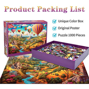 1000 - Piece Hot Air Balloon Adventure Jigsaw Puzzle for Adults | Difficult Paper Puzzle with Beautiful Scenery | Stress Relief & Cognitive Enhancement