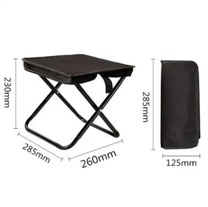 Outdoor Folding Stool with Handle | Black | Portable Camping Seat | Collapsible Zipper Stool for Outdoor & Queueing Use