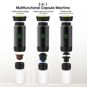 White Portable Espresso Coffee Machine | Universal 3-in-1 Capsule, Coffee Powder & Espresso Maker