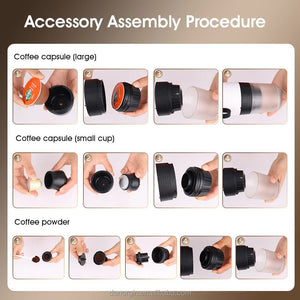 White Portable Espresso Coffee Machine | Universal 3-in-1 Capsule, Coffee Powder & Espresso Maker