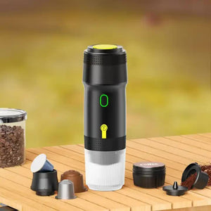 Black Portable Fully Automatic Espresso Coffee Machine | Universal 3-in-1 Capsule, Coffee Powder & Espresso Maker