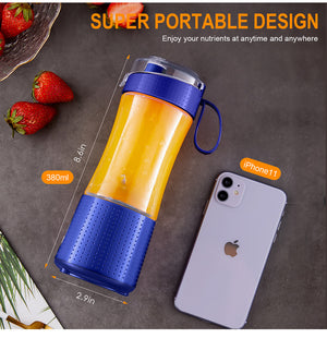 Blue Portable Mini Juicer | Rechargeable Electric Fruit Juicer Cup | Compact & Convenient