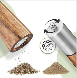 Natural Acacia Wood Pepper Grinder | Manual Multi-Purpose Spice Mill, Kitchen Seasoning Tool