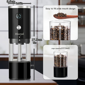 Electric Pepper Grinder | Automatic Gravity Spice Mill for Black Pepper, Sea Salt, Coffee Beans, and More