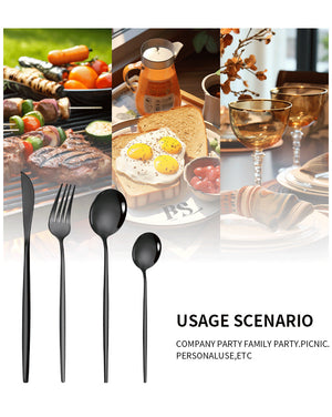 Silver Premium 24-Piece Stainless Steel Cutlery Set | Elegant Golden Steak Knife, Fork, and Spoon Set in Luxury Gift Box