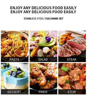 Red Gold Premium 24-Piece Stainless Steel Cutlery Set | Elegant Golden Steak Knife, Fork, and Spoon Set in Luxury Gift Box