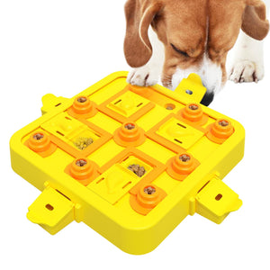 Yellow Interactive Slow Feeder Puzzle Toy for Dogs | Durable Pet Food Dispenser Bowl