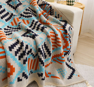 130x200cm Bohemian Woven Throw Blanket | Soft Decorative Sofa Cover with Tassels for Living Room and Bedroom