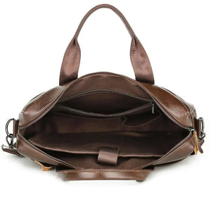 Coffee Brown Leather Briefcase | Men's Business Messenger | Genuine Leather | Classic Look