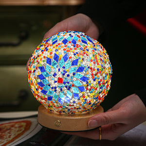 Blue Handmade Mosaic Glass Lamp | Vibrant Decorative Table Light