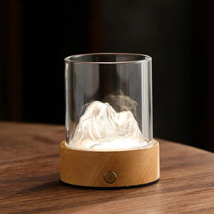 Silver LED Glass Night Light | Mountain Design | USB Rechargeable