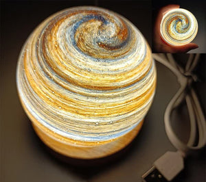 Morning Light LED Planet Night Light | USB Rechargeable with Wooden Base