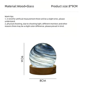 Morning Light LED Planet Night Light | USB Rechargeable with Wooden Base