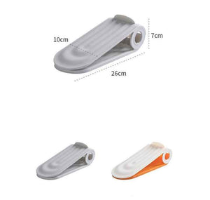 2 PCS | Adjustable Shoe Slot Organizer | Grey | Space-Saving Shoe Storage | Closet & Shelf Solution