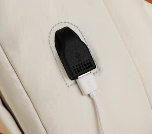 Beige Minimalist USB Charging Laptop Backpack | Elegant & Spacious Travel Bag