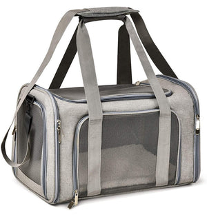 XL Grey Portable Foldable Pet Carrier Bag | Large Capacity | Travel Carrier for 2 Small Pets | Stylish Cat Backpack