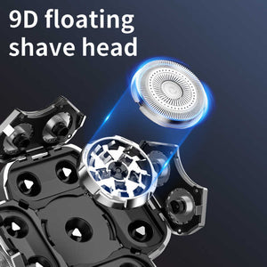 New Digital Display 9-Blade Electric Shaver | 6-in-1 Rechargeable Head Shaver & Grooming Kit