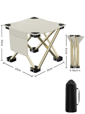 Outdoor Folding Stool | White | 33x32cm | Lightweight Portable Picnic Chair | Fishing & Camping Seat | Collapsible Bench
