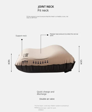 Automatic Inflatable Outdoor Pillow | Black | 3D Sponge | Portable Travel Neck Cushion | Air Mattress for Camping & Tent