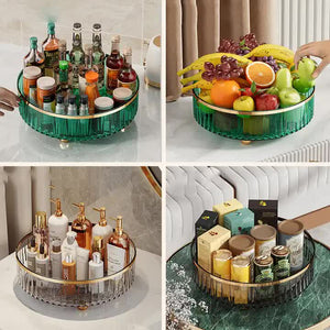 Transparent Luxury Rotating Storage Rack | Spice Organizer & Condiment Holder for Kitchen & Living Room