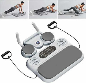 Grey 6-in-1 Multifunctional Fitness Board | Ab Wheel | Automatic Rebound | Fat Burning & Core Strengthening | Home Workout