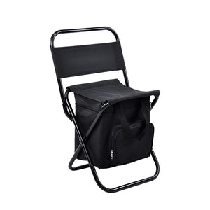 Portable 3-in-1 Folding Camping Chair | Black | Storage Bag, Backrest & Insulated Cooler | Outdoor Fishing, Hiking & Picnics