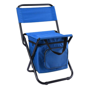 Portable 3-in-1 Folding Camping Chair | Blue | Storage Bag, Backrest & Insulated Cooler | Outdoor Fishing, Hiking & Picnics