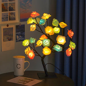 LED Rose Flower Tree Light with Detachable Base & USB Switch | Decorative Night Light for Home Décor