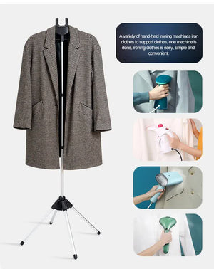 Black Adjustable Foldable Garment Steamer Stand | Independent Support for Home Use