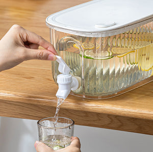 Transparent 4L Refrigerator Cold Drink Dispenser | Juice & Fruit Infuser | Spigot Beverage Container