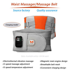 Grey & Orange Wireless Heated Waist Massager | Lumbar Support | Smart Back Pain Relief Device