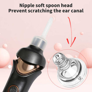 Black | Electric Earwax Removal Tool | LED Light | Ear Cleaner for Adults and Kids | USB Rechargeable | Multiple Tips