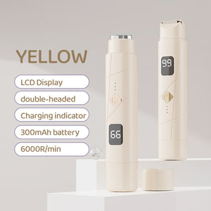 Light Yellow Portable Wireless Electric Hair Remover | Dual-Head Rechargeable Mini Shaver for Women’s Sensitive Areas
