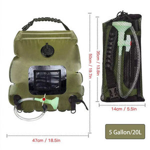 Portable Solar Camping Shower Bag | Green | Foldable 20L Outdoor Water Storage | Temperature Display | Hiking & Travel Essential