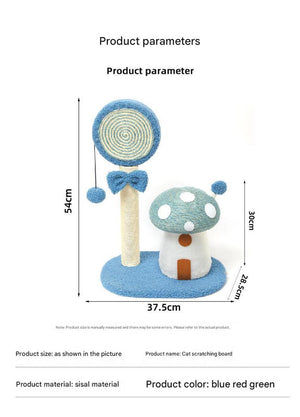 Green Durable Mushroom Cat Scratching Post | Anti-Slip | No Debris | Sofa Protection | Small Cats